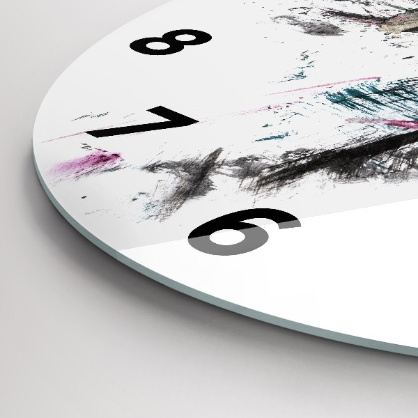 Ceas rotund de perete din sticlă Profilul unui lup pictat