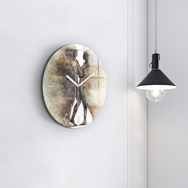 Ceas rotund de perete din sticlă Oameni abstracti de nisip