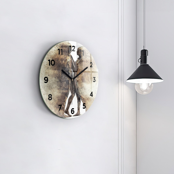 Ceas rotund de perete din sticlă Oameni abstracti de nisip