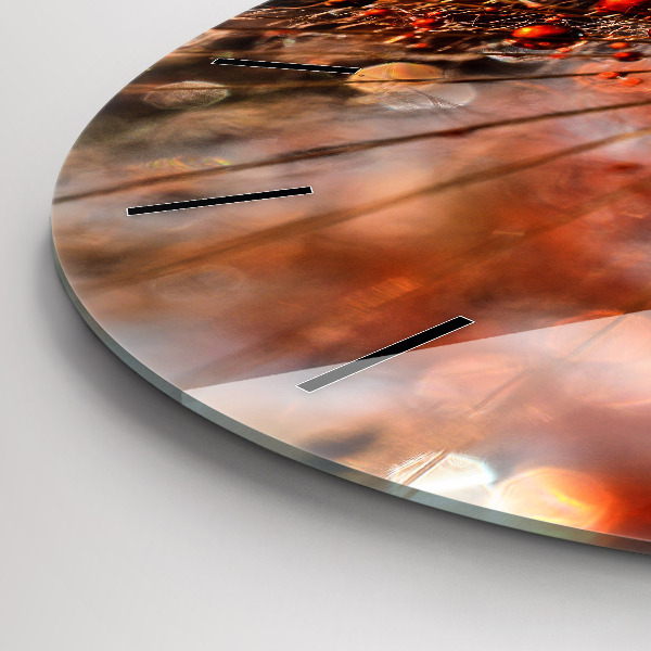 Ceas rotund de perete din sticlă Păpădie cu rouă