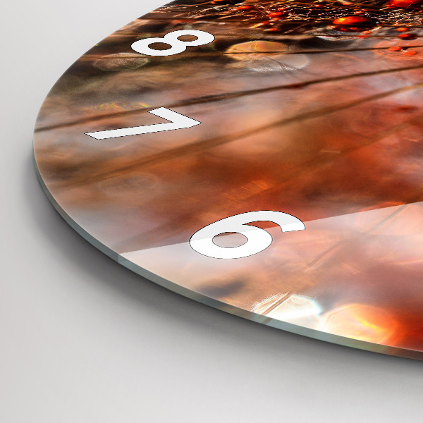 Ceas rotund de perete din sticlă Păpădie cu rouă