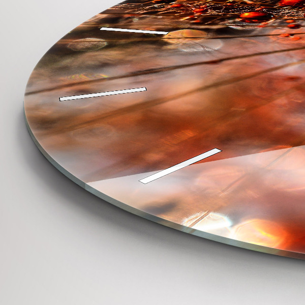 Ceas rotund de perete din sticlă Păpădie cu rouă