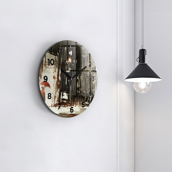 Ceas rotund de perete din sticlă Femeie într-o noapte ploioasă