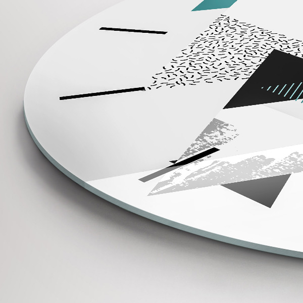 Ceas rotund de perete din sticlă Model geometric