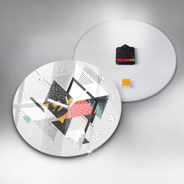 Ceas rotund de perete din sticlă Model geometric