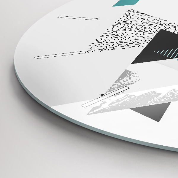 Ceas rotund de perete din sticlă Model geometric