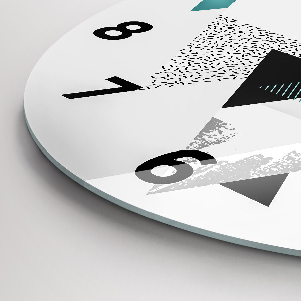 Ceas rotund de perete din sticlă Model geometric