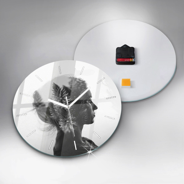 Ceas rotund de perete din sticlă Portretul unei femei