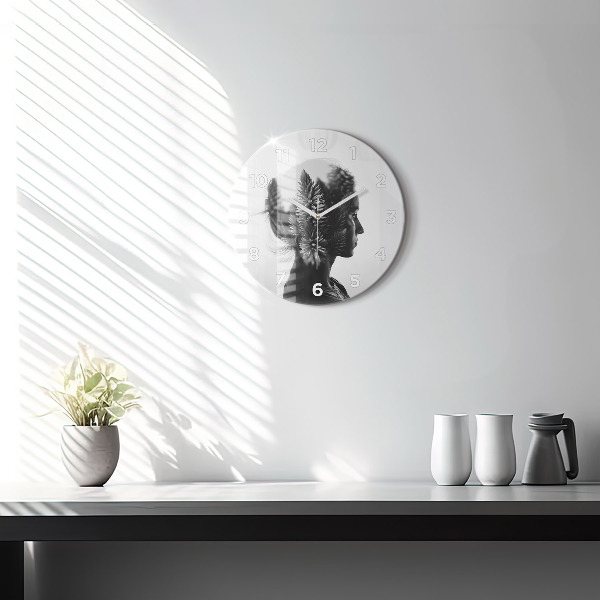 Ceas rotund de perete din sticlă Portretul unei femei