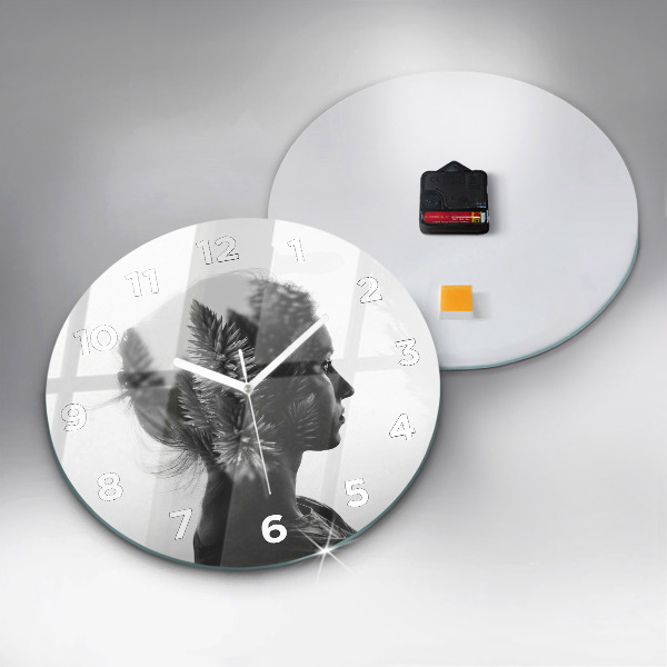 Ceas rotund de perete din sticlă Portretul unei femei