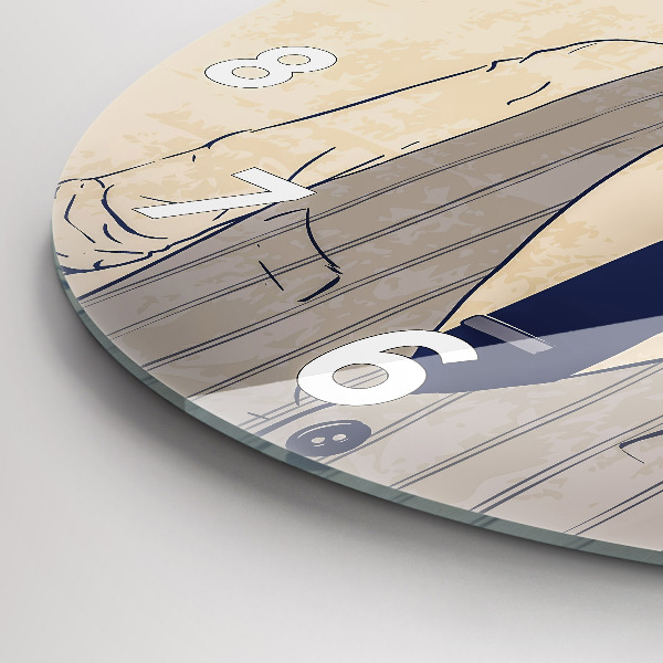 Ceas rotund de perete din sticlă Bărbat cu barbă