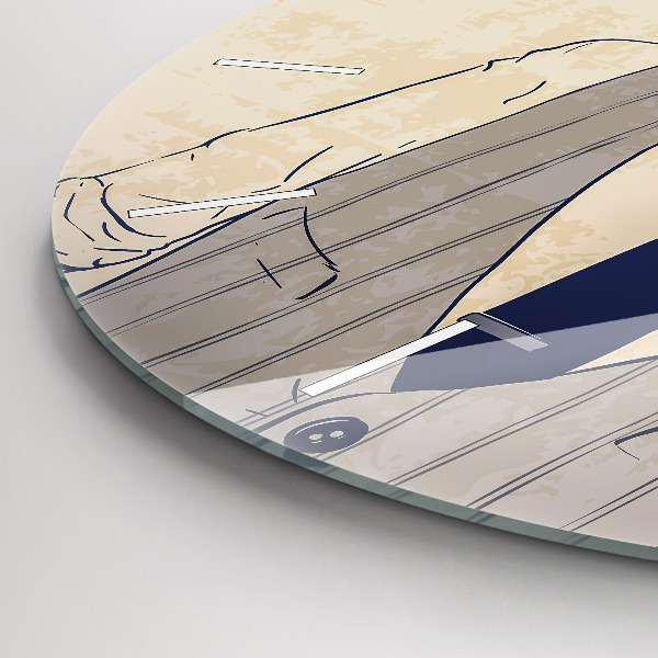 Ceas rotund de perete din sticlă Bărbat cu barbă