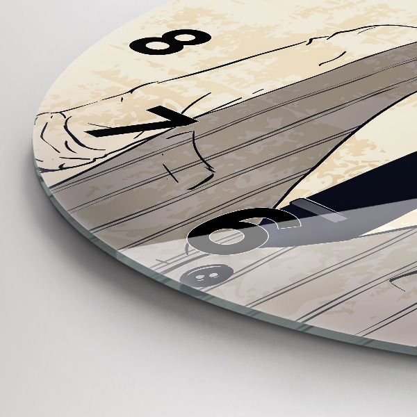 Ceas rotund de perete din sticlă Bărbat cu barbă