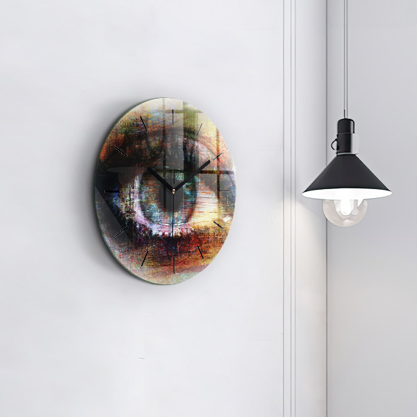 Ceas rotund de perete din sticlă Street Art Eye