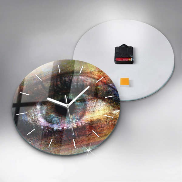 Ceas rotund de perete din sticlă Street Art Eye