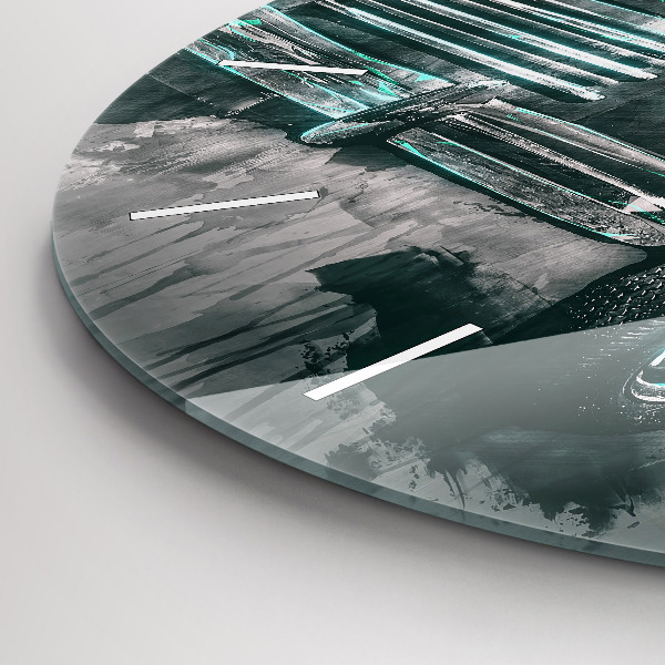 Ceas rotund de perete din sticlă Mașină de școală veche