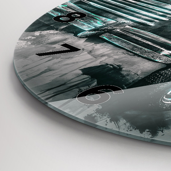 Ceas rotund de perete din sticlă Mașină de școală veche