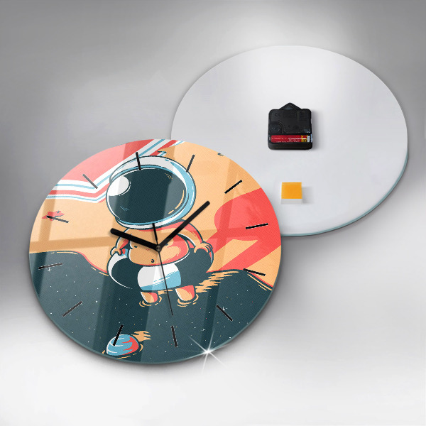 Ceas rotund de perete din sticlă Copil astronaut