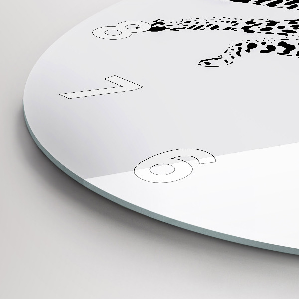 Ceas rotund de perete din sticlă Siluetă pantera