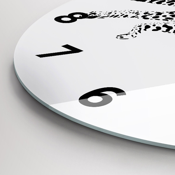 Ceas rotund de perete din sticlă Siluetă pantera