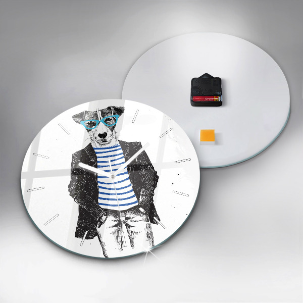 Ceas rotund de perete din sticlă Un câine într-un corp uman