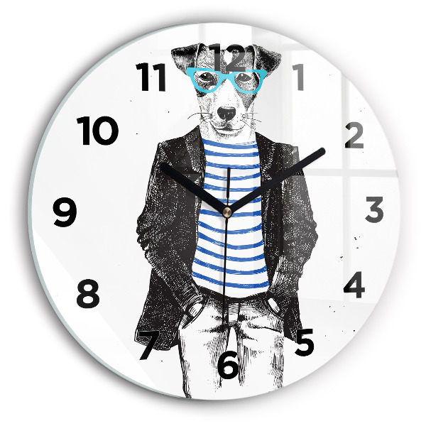Ceas rotund de perete din sticlă Un câine într-un corp uman