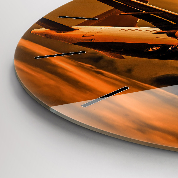 Ceas rotund de perete din sticlă Călătorii cu avionul