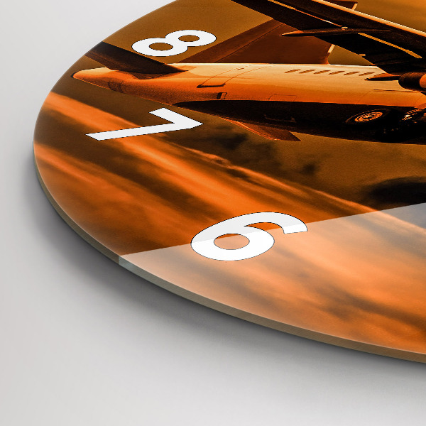 Ceas rotund de perete din sticlă Călătorii cu avionul