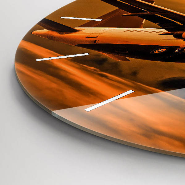 Ceas rotund de perete din sticlă Călătorii cu avionul