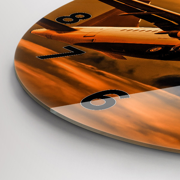 Ceas rotund de perete din sticlă Călătorii cu avionul