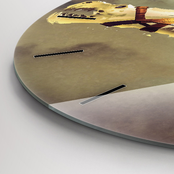 Ceas rotund de perete din sticlă Ilustrație Dragon Rider