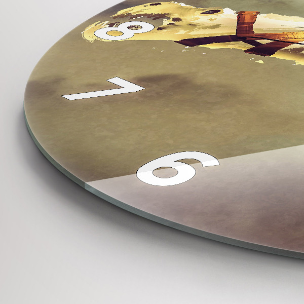 Ceas rotund de perete din sticlă Ilustrație Dragon Rider