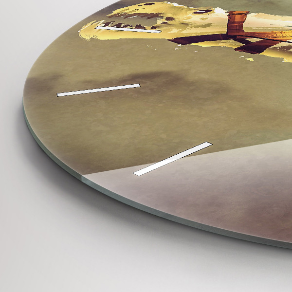 Ceas rotund de perete din sticlă Ilustrație Dragon Rider