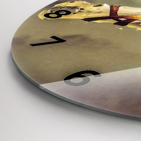 Ceas rotund de perete din sticlă Ilustrație Dragon Rider