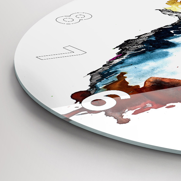 Ceas rotund de perete din sticlă Lupul și Luna Plină