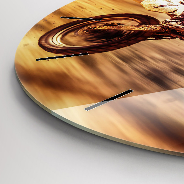 Ceas rotund de perete din sticlă Motocross Enduro