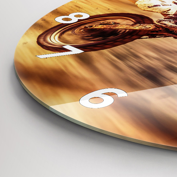 Ceas rotund de perete din sticlă Motocross Enduro