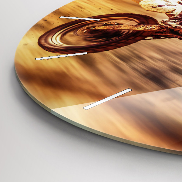 Ceas rotund de perete din sticlă Motocross Enduro