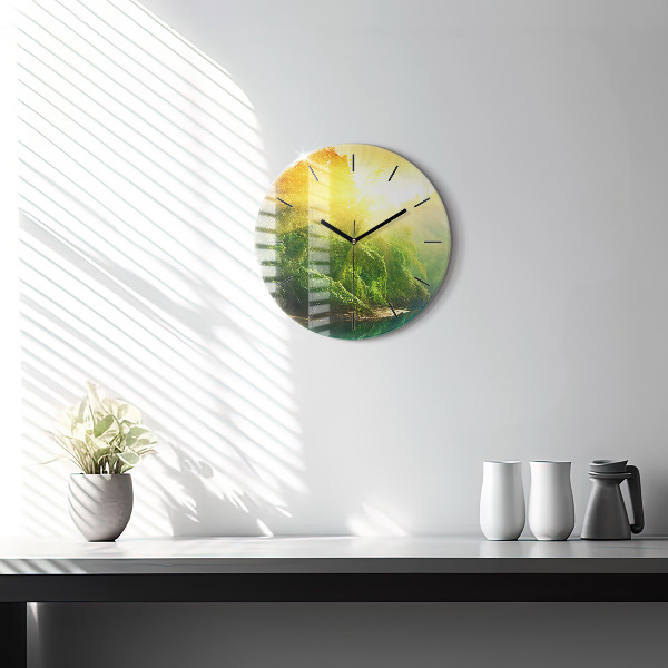 Ceas rotund de perete din sticlă Natură pașnică