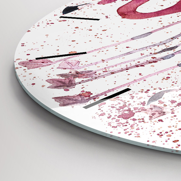 Ceas rotund de perete din sticlă O grămadă de flamingo