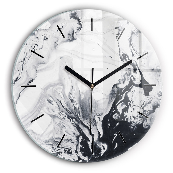 Ceas rotund de perete din sticlă Marmură cu cerneală abstractă
