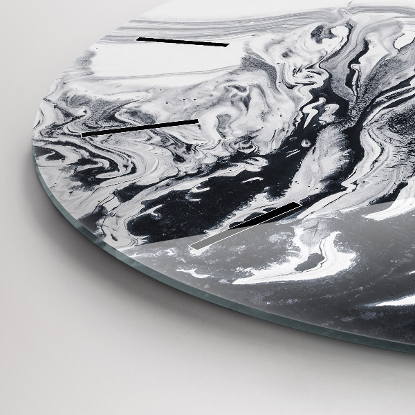 Ceas rotund de perete din sticlă Marmură cu cerneală abstractă