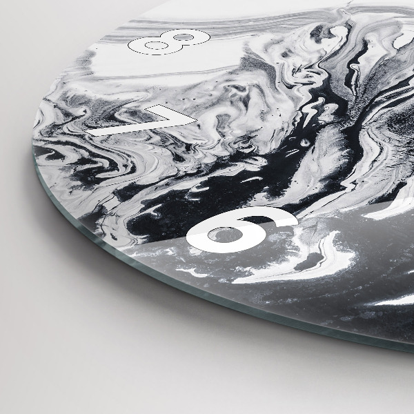 Ceas rotund de perete din sticlă Marmură cu cerneală abstractă