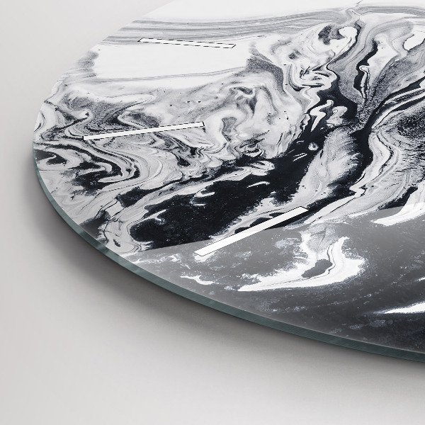 Ceas rotund de perete din sticlă Marmură cu cerneală abstractă