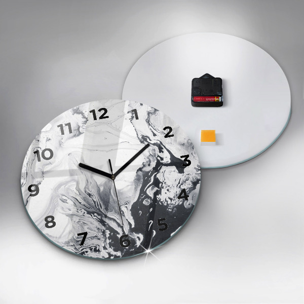 Ceas rotund de perete din sticlă Marmură cu cerneală abstractă