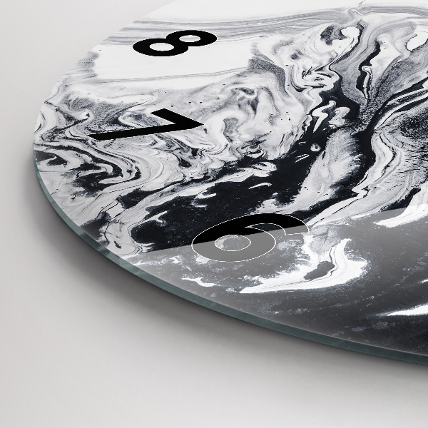 Ceas rotund de perete din sticlă Marmură cu cerneală abstractă