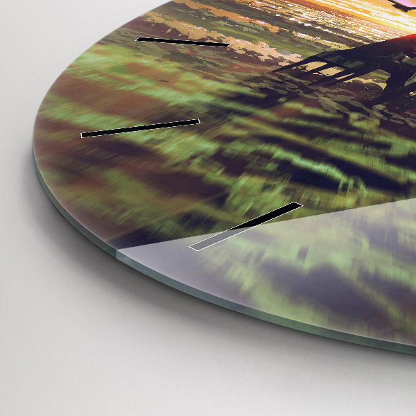 Ceas rotund de perete din sticlă Concert pe plajă