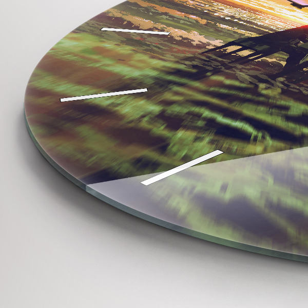 Ceas rotund de perete din sticlă Concert pe plajă