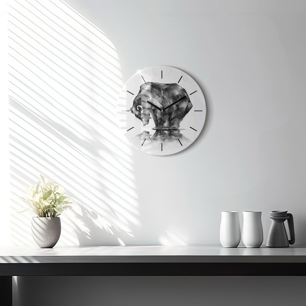 Ceas rotund de perete din sticlă Urs din desene animate