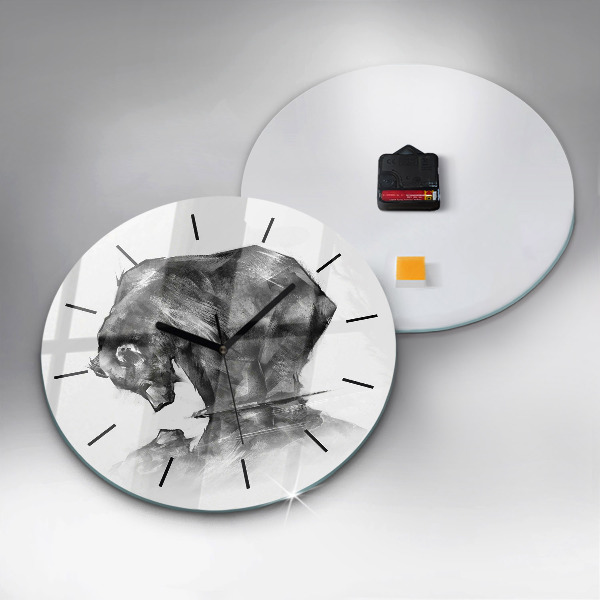 Ceas rotund de perete din sticlă Urs din desene animate
